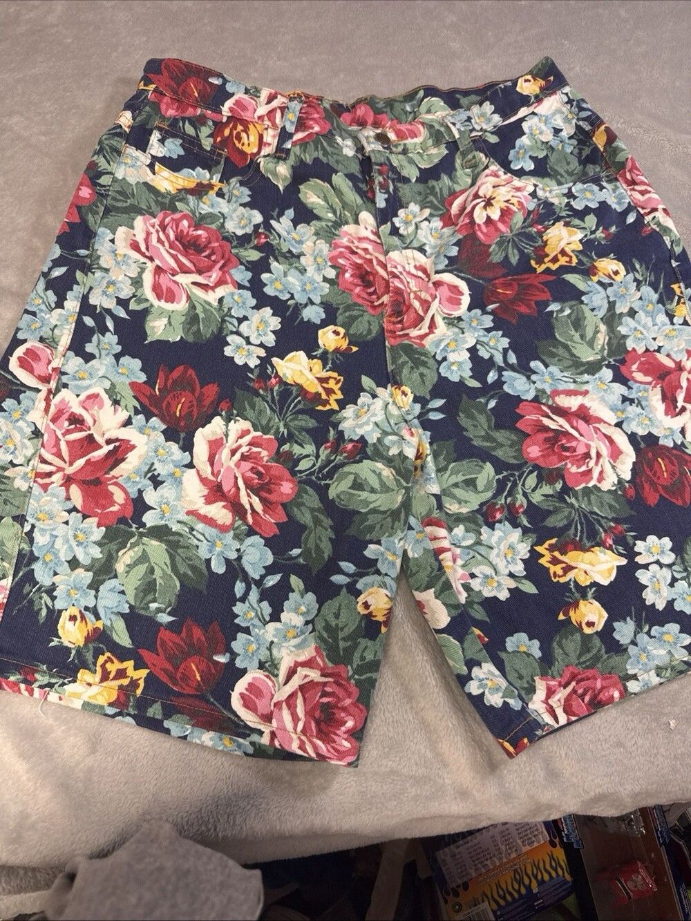 Vintage Zena Jeanswear Floral Jean Shorts High Waist 80s 90s Size 16 33” Waist